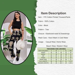 Women's Retro Loose Trousers Black Tree Print Casual Pants - Image 3