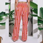Women's Summer Wear Trousers Red Striped Printed Cotton Palazzo - Image 8