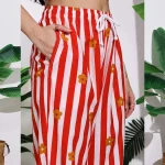 Women's Summer Wear Trousers Red Striped Printed Cotton Palazzo - Image 7