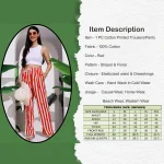 Women's Summer Wear Trousers Red Striped Printed Cotton Palazzo - Image 3
