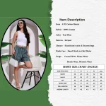 Women's Teal Blue Striped Print Cotton Short Trousers - Image 3