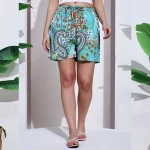 Women's Trousers Paisley Printed Cotton Shorts - Image 4