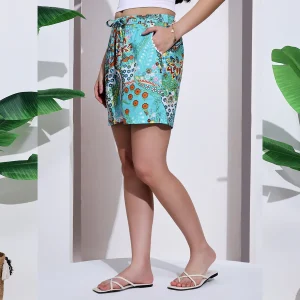 Women's Trousers Paisley Printed Cotton Shorts - Image 5