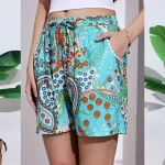 Women's Trousers Paisley Printed Cotton Shorts - Image 7