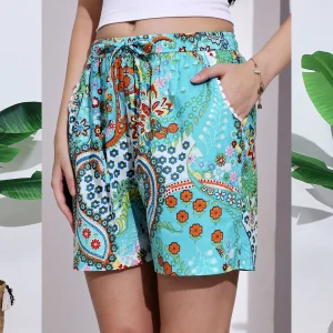 Women's Trousers Paisley Printed Cotton Shorts - Image 7