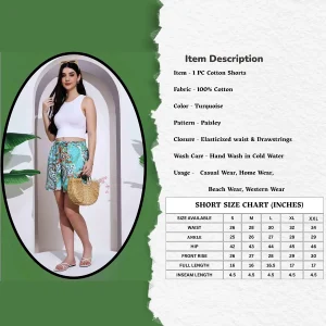 Women's Trousers Paisley Printed Cotton Shorts - Image 3