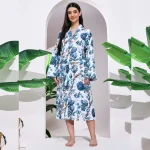 Women Pure Cotton Robe Beach Floral Printed Dress - Image 2