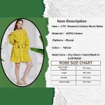 Yellow Floral Print Cotton Robe Comfortable Kimono Dress - Image 3