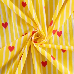 Yellow Heart Print Dressmaking Craft Fabric - Image 3