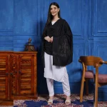 Beautiful Black Deer Sequins Work Stole - Image 3