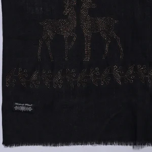 Beautiful Black Deer Sequins Work Stole - Image 6