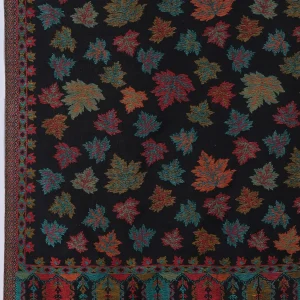 Beautiful Black Leaf Pattern Soft Wool Winter Shawl - Image 6