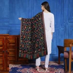 Beautiful Black Leaf Pattern Soft Wool Winter Shawl - Image 5