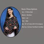 Beautiful Black Leaf Pattern Soft Wool Winter Shawl - Image 7