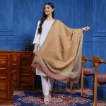 Beautiful Jamawar Soft Wool Stole Brown Floral - Image 4