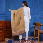 Beautiful Jamawar Soft Wool Stole Brown Floral - Image 5