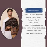 Black Beautiful Party Wear Pashmina Shawl Floral - Image 9