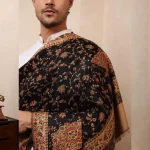 Black Beautiful Party Wear Pashmina Shawl Floral - Image 5
