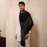 Black Floral Men's Shawl Winters Wool Wrap - Image 3
