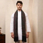 Black Floral Men's Shawl Winters Wool Wrap