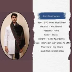 Black Floral Men's Shawl Winters Wool Wrap - Image 11