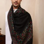 Black Floral Men's Shawl Winters Wool Wrap - Image 8