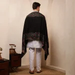 Black Floral Men's Shawl Winters Wool Wrap - Image 10