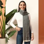 Black Herringbone Winter Scarf Women's Cashmere - Image 2