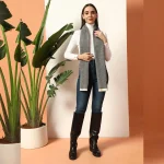 Black Herringbone Winter Scarf Women's Cashmere - Image 6