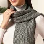 Black Herringbone Winter Scarf Women's Cashmere - Image 8