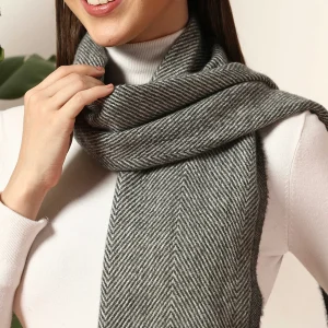 Black Herringbone Winter Scarf Women's Cashmere - Image 8