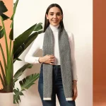 Black Herringbone Winter Scarf Women's Cashmere
