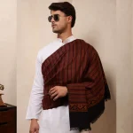 Black & Maroon Striped Kullu Wool Shawl - Image 2