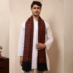 Black & Maroon Striped Kullu Wool Shawl