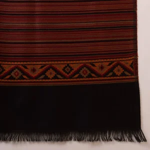 Black & Maroon Striped Kullu Wool Shawl - Image 8