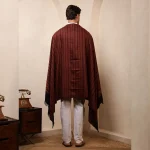 Black & Maroon Striped Kullu Wool Shawl - Image 10