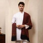Black & Maroon Striped Kullu Wool Shawl - Image 5