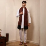 Black & Maroon Striped Kullu Wool Shawl - Image 6