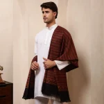 Black & Maroon Striped Kullu Wool Shawl - Image 3