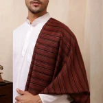 Black & Maroon Striped Kullu Wool Shawl - Image 9