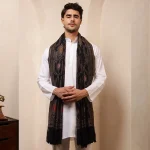 Black Mughal Design Wear Pashmina Men's Shawl
