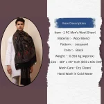 Black Mughal Design Wear Pashmina Men's Shawl - Image 11