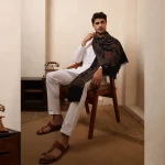 Black Mughal Design Wear Pashmina Men's Shawl - Image 5