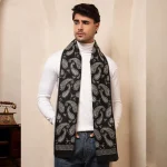 Black Paisley Men's Wool Muffler / Scarf