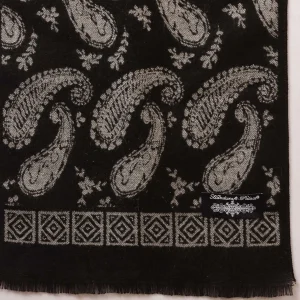Black Paisley Men's Wool Muffler / Scarf - Image 8