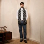 Black Paisley Men's Wool Muffler / Scarf - Image 6