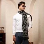 Black Paisley Men's Wool Muffler / Scarf - Image 2