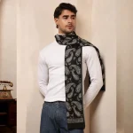 Black Paisley Men's Wool Muffler / Scarf - Image 4
