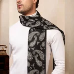 Black Paisley Men's Wool Muffler / Scarf - Image 7