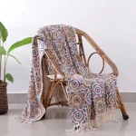 Block Print Blue Throw Hand Loomed Wrap Sofa Floral Blanket